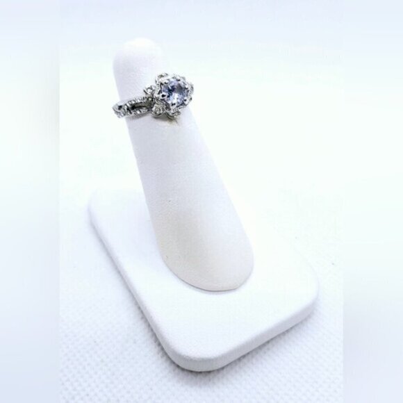 White Gold Tone Mosaic Diamond Anniversary / Engagement Ring NWT - Picture 4 of 9